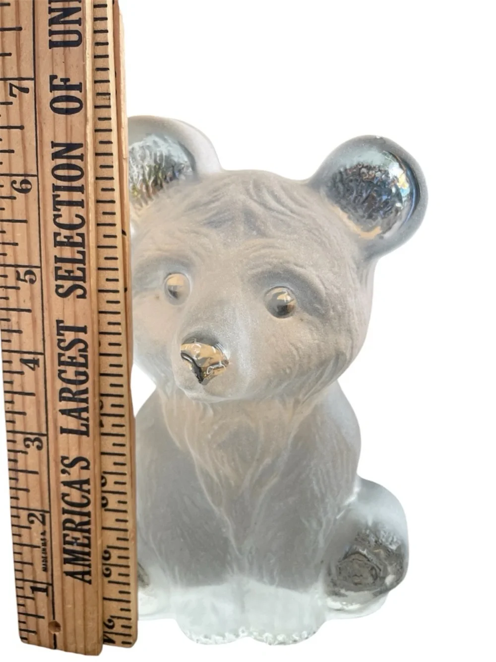Viking handmade glass frosted bear 7 inches tall - vintage collectible